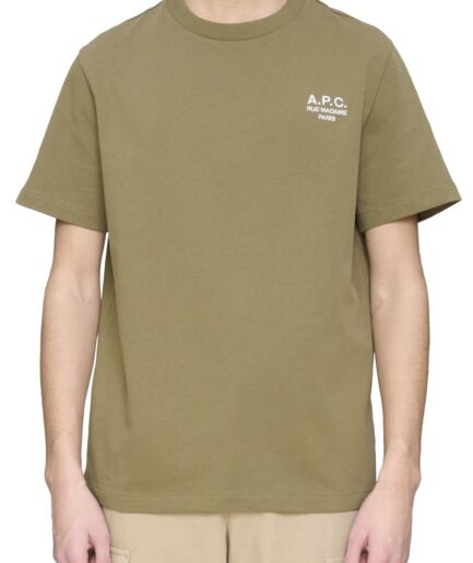 A.P.C. T-Shirts KAKI/BLANC  Cohbu-M26388