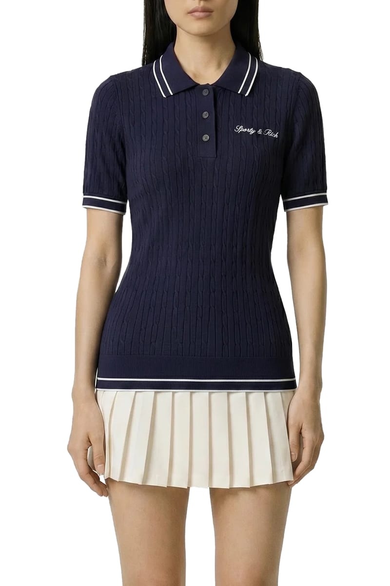 SPORTY & RICH Polos DARK NAVY/WHITE To06875326 – Image 3