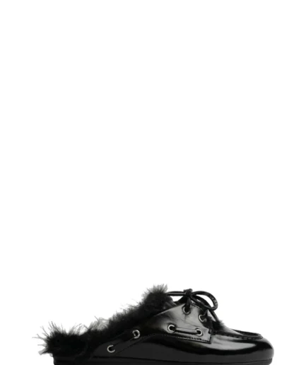 POSA Chaussures BLACK Hairy Fur Box Leather Pw286