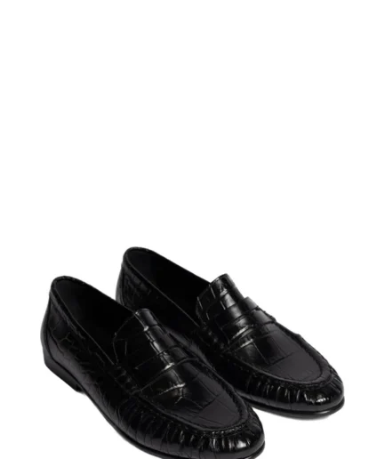 POSA Chaussures 600 BLACK Penny Loafer Wrinkle Pw43
